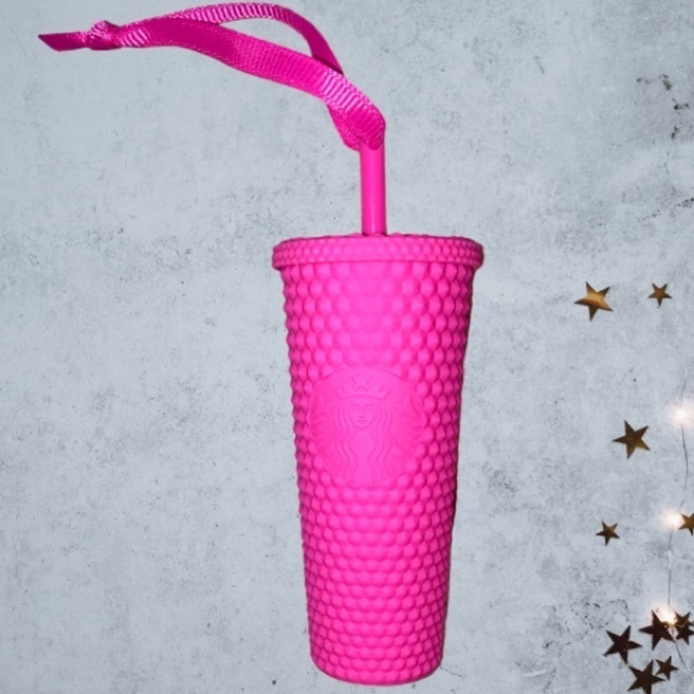 Starbucks X China Diamond Matte Barbie Pink Studded Tumbler Key Chain ornament
